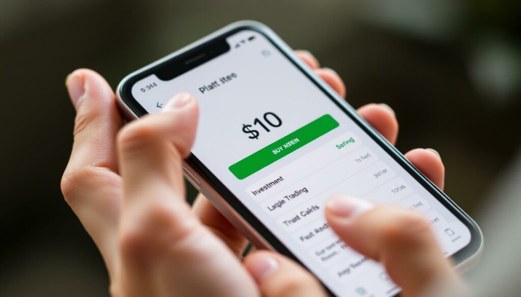 Beginner making their first small crypto investment on a mobile app Beginner making their first small crypto investment on a mobile app
