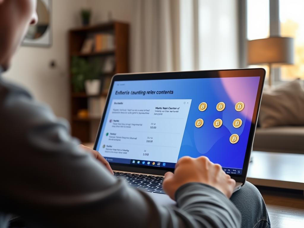 Person earning free crypto through learn-to-earn programs Person earning free crypto through learn-to-earn programs
